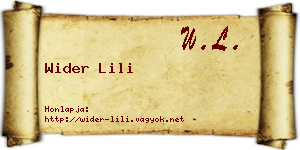 Wider Lili névjegykártya